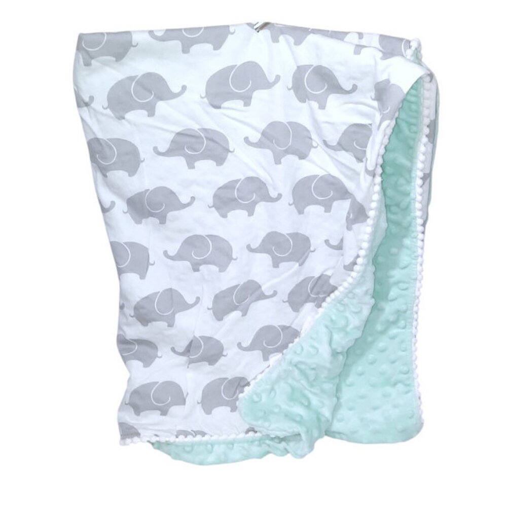 2018 The PeanutShell Elephant Minky Dot Baby Lovey Security Blanket 36" X 29"